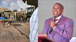 Police were deployed outside Jesus Winner Ministry Sunday morning. Bishop Edward Mwai pictured right.